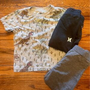 Hurley sweatpants lot dinosaur shirt 3T 3pcs Therma Fit Boys Sweats